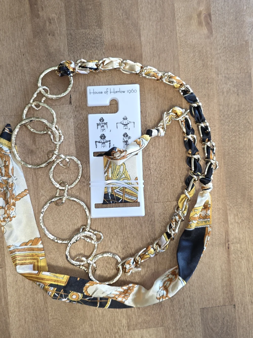 House of Harlow 1960 Gold, Black and Cream Scarf-Linked Belt